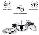 Vinod Magic Stainless Steel Smart 3 in 1 Pressure Cooker 5.5 Litre | 5mm Thick Base | All in One with Strainer & Glass Lid | Induction and Gas Base | ISI certified |