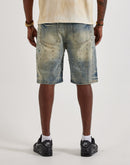 Vicious Denim Rhinestone Cross Denim Shorts