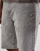 Vicious Denim Rhinestone Burst Denim Shorts