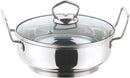 Vinod Stainless Steel Kadai Wok with Glass lid - Induction Friendly 30cm, 5.8L