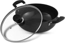 Vinod Cookware Hard Anodised Deep Kadhai – 2.6 Liters (2.7 Quarts) – 22cm – Glass Lid