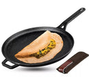 Vinod Legacy Pre Seasoned Cast Iron Roti/Chapati/Dosa Kallu Tawa with Handle - 28 cm | Naturally Non Stick Tawa | 100% Pure | Toxin Free | Rust Proof | Gas Base