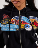 Von Dutch Patches Full-Zip Cropped Fleece Hoodie