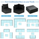 7 Pieces Outdoor Sectional Wicker Patio Furniture Sofa Set With Tempered Glass Top and Softy Cushions-Black