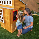 Modern Outdoor Wooden Playhouse With Picnic Table, Mailbox and Outdoor Grill - Natural