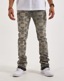 WAIMEA Flared Rhinestone Cross Denim Jeans