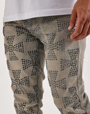 WAIMEA Flared Rhinestone Cross Denim Jeans