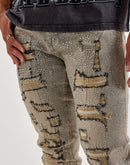 WAIMEA Stacked Rhinestone Distressed Denim Jeans