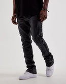WAIMEA Embroidered Sword Waxed Flared Denim Jeans