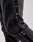 WAIMEA Embroidered Sword Waxed Flared Denim Jeans