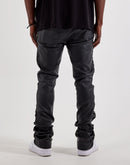 WAIMEA Embroidered Sword Waxed Flared Denim Jeans