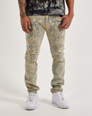 WAIMEA Slim Cross Overlay Denim Jeans