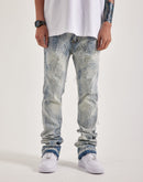 WAIMEA Slim Geometric Frayed Distressed Denim Jeans