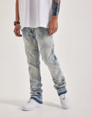 WAIMEA Slim Geometric Frayed Distressed Denim Jeans