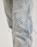 WAIMEA Slim Geometric Frayed Distressed Denim Jeans
