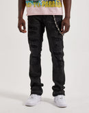 WAIMEA Stacked Distressed Skull Chain Denim Jeans
