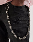 WAIMEA Stacked Distressed Skull Chain Denim Jeans