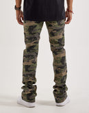 WAIMEA Stacked Flared Camo Rhinestone Denim Jeans
