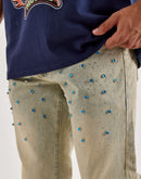 WAIMEA Stacked Flared Rhinestone Denim Jeans
