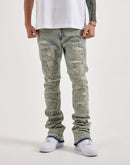 WAIMEA Stacked Rhinestone Distressed Denim Jeans