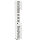 Freestanding Slim Bathroom Cabinet With Drawer and Adjustable Shelves-White