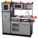 Uptown Wooden Play Kitchen and 30-Piece Play Food Accessories - Espresso