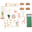 Click & Play Fully Assembled Pop-Up Wooden Dollhouse With 50 Accessories