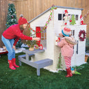 Modern Outdoor Wooden Playhouse With Picnic Table, Mailbox & Outdoor Grill - White