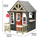 Riverscape Wooden Playhouse With Working Doorbell, Fence, Kitchen and Pet Door - Navy