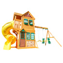 Boulder Station Wooden Swing Set / Playset With Tube Slide - Yellow