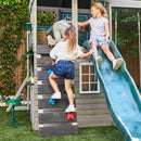 River Canyon Wooden Swing Set / Playset With Slide, Glider and Monkey Bars - Gray