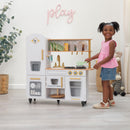 Vintage Wooden Play Kitchen With 9 Accessories - White